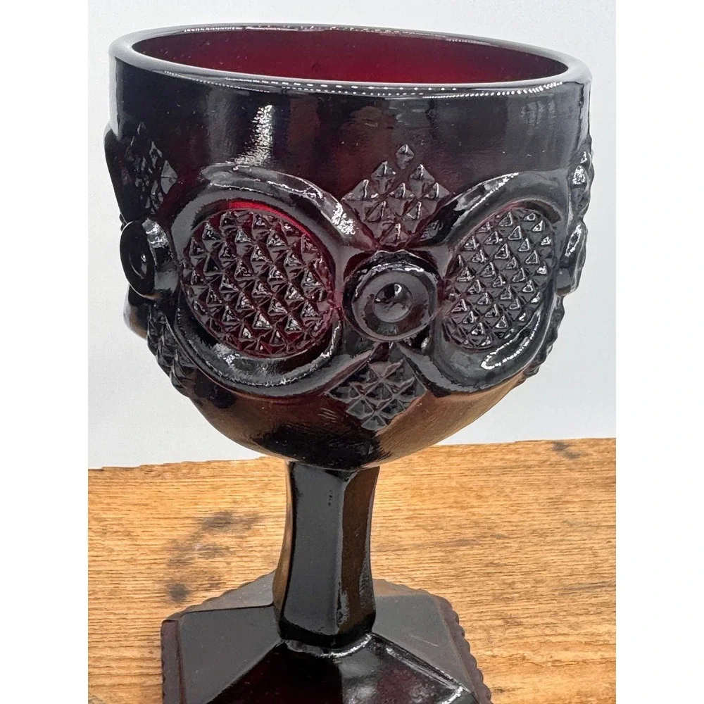 Avon 1876 Cape Cod Collection Wine Goblets Set of 2 Ruby Red Glass 6